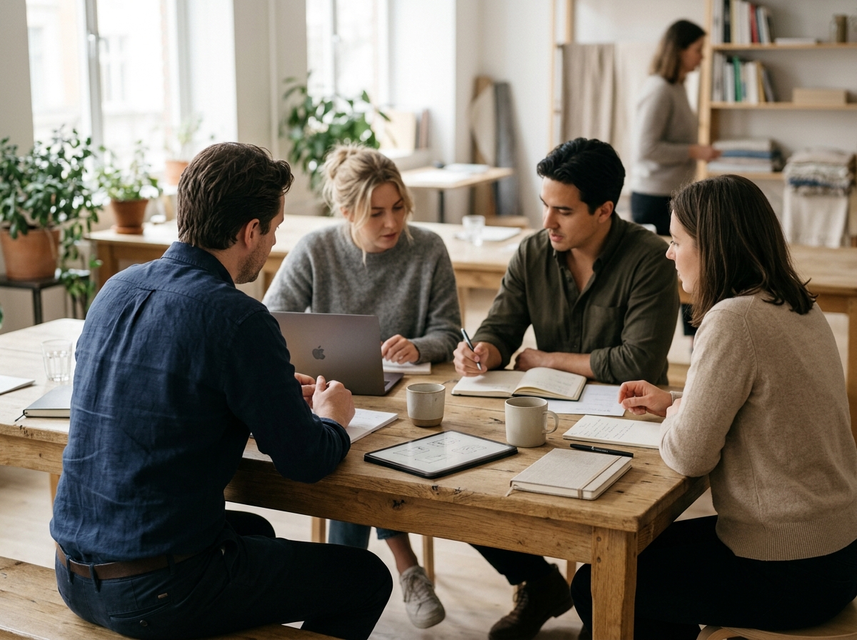 Small team collaborating around a table