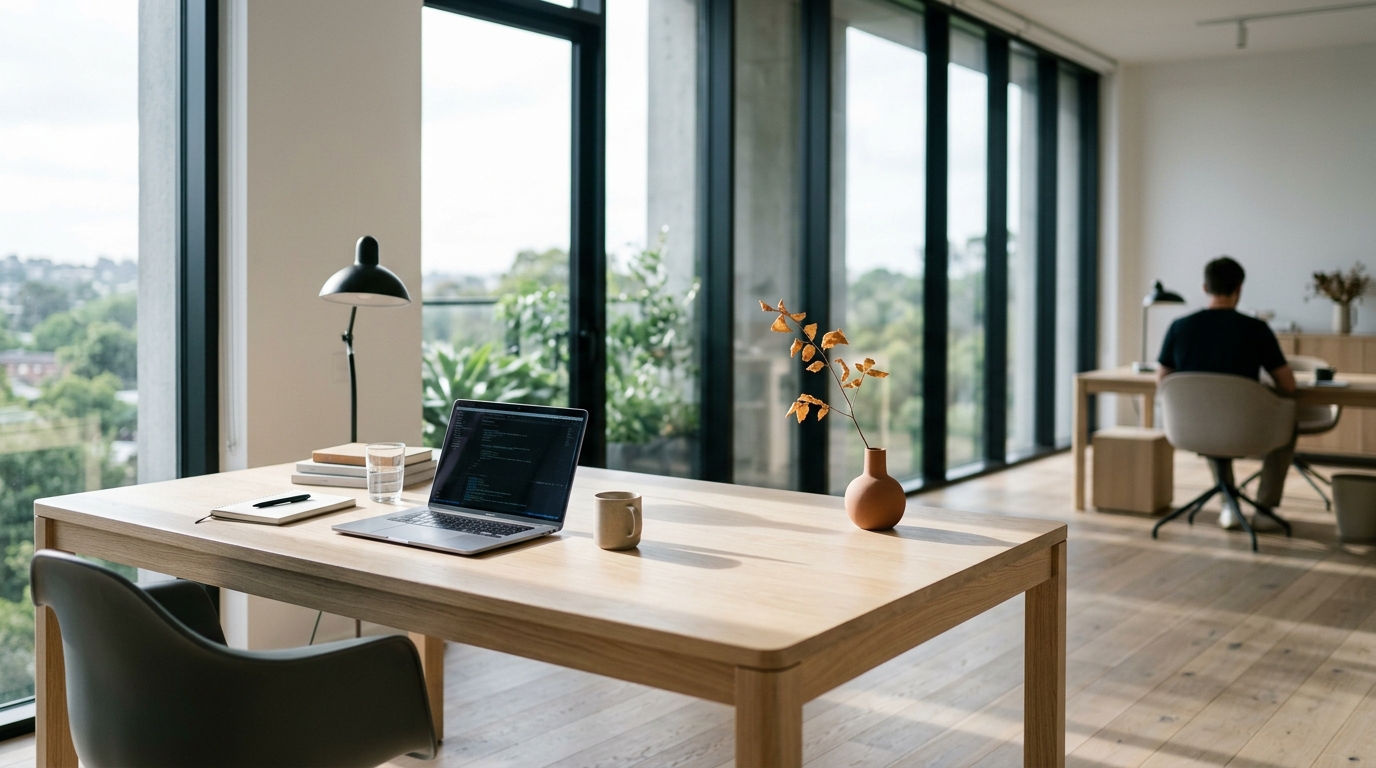 Sunlit modern studio workspace